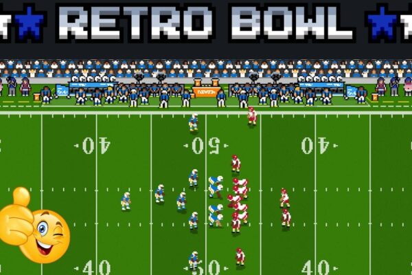 Retro Bowl Unblocked game screen showing a classic football match.