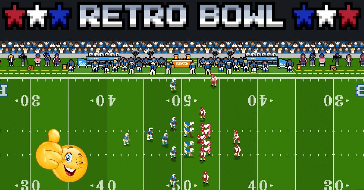 Retro Bowl Unblocked game screen showing a classic football match.