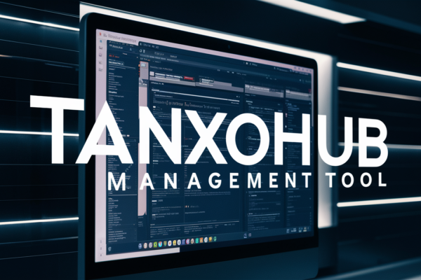 TanxoHub logo and interface showcasing SEO tools and digital marketing features