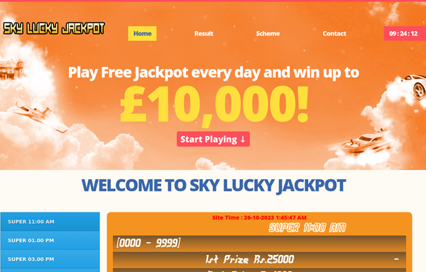 sky jackpot result